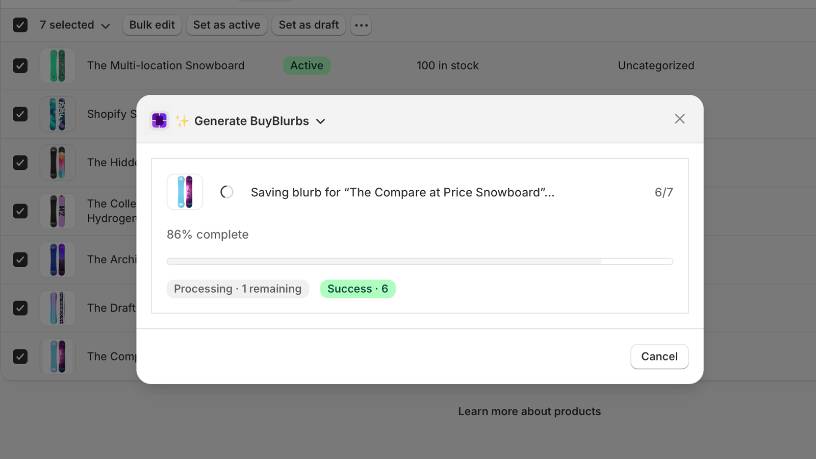 Bulk generation settings
